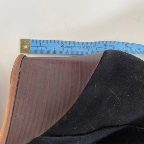 Halogen Wedge Booties Black Suede Zip Sides Selbi Almond Toe Shoes Size 8 M - Picture 11 of 11